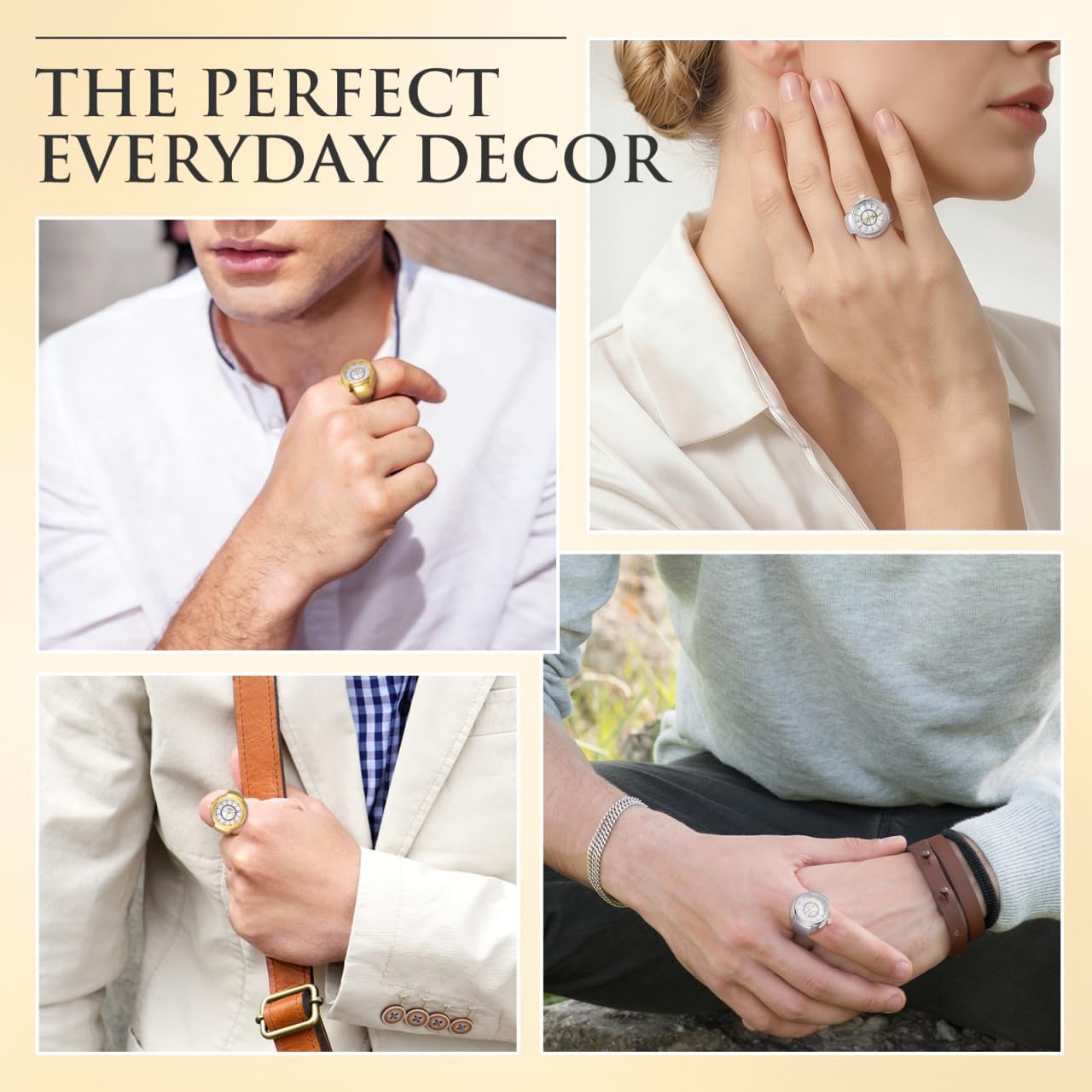 Mikikit Vintage Finger Ring Watch for Men Women Small Digital Ring Watches with Durable Design Unique Decorative Jewelry for Daily Use and Party Favors