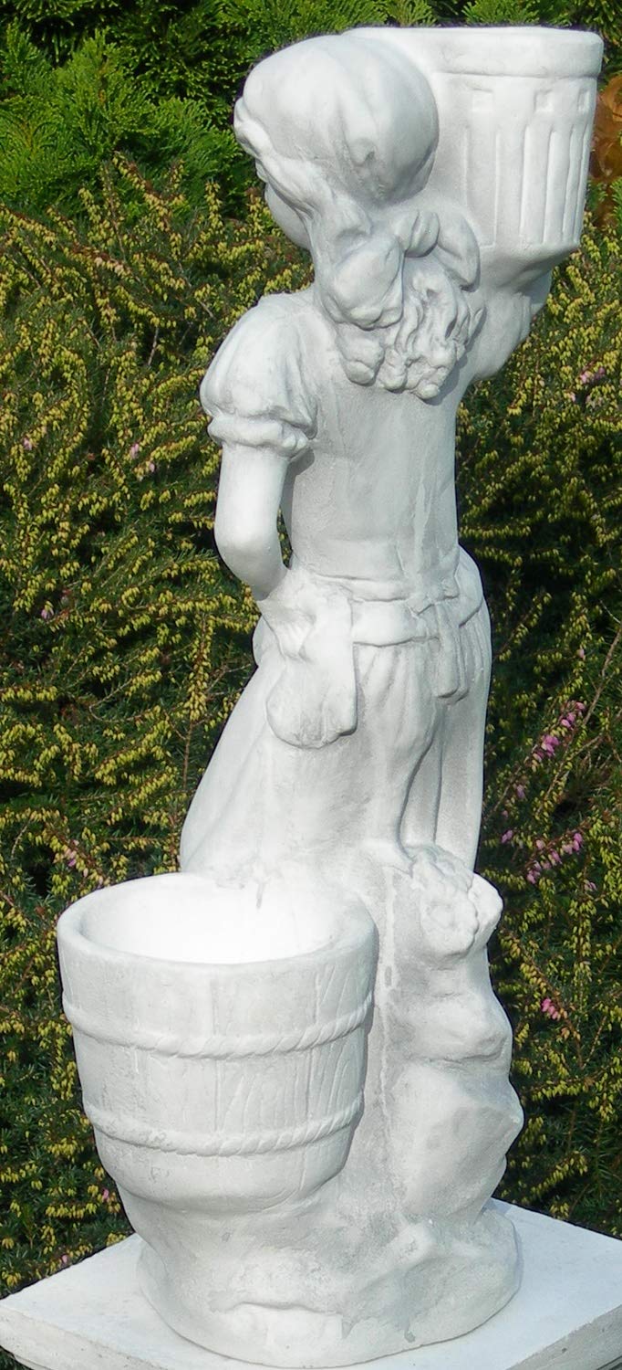 Gartenfigur Dekoskulptur Deko Figur Statue Junge Frau mit Pflanztöpfen H 50 cm Skulptur aus Beton