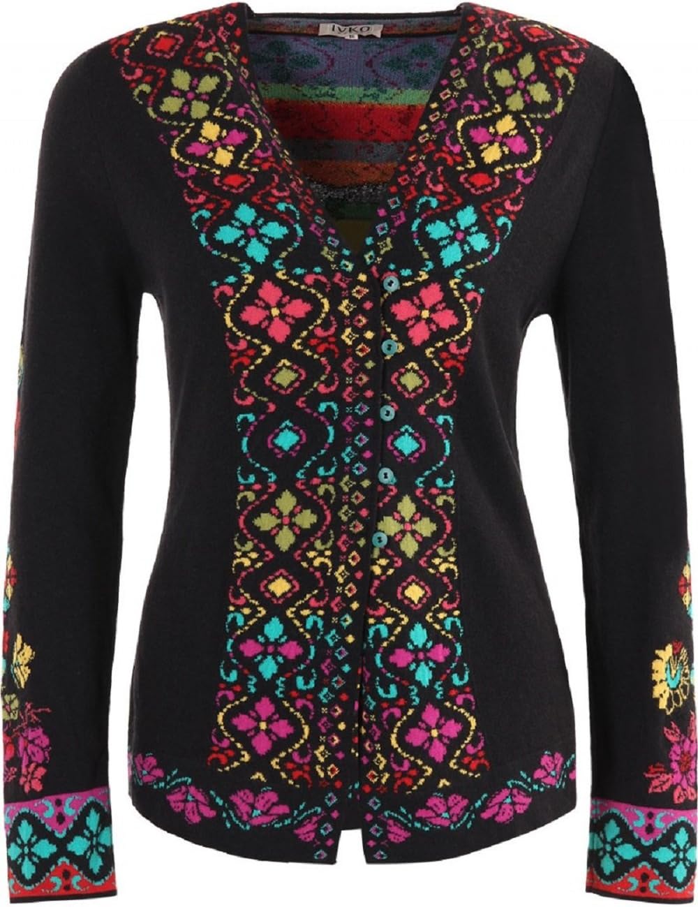 IVKO Cardigan Intarsia Pattern, Black