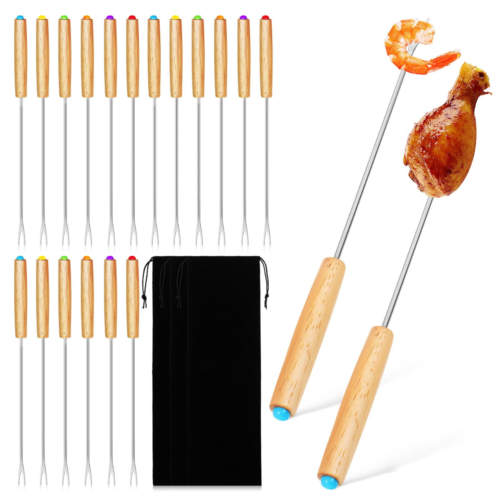 Lot De 18 Fourchettes à Fondue Voarge - Inox Avec Poignée Anti-Chaleur