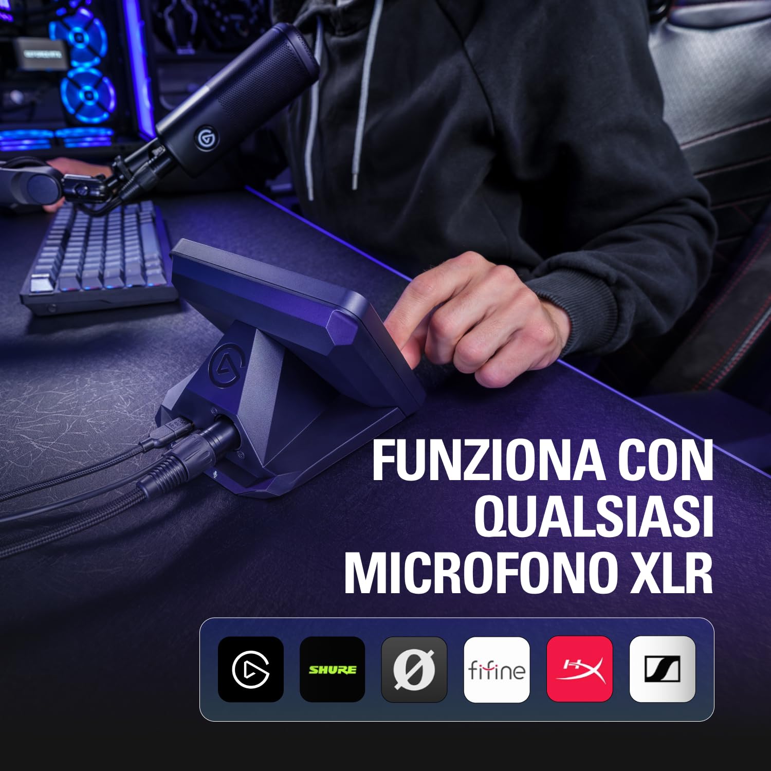 Elgato XLR Dock MK.2 - Accessorio di interfaccia audio per Stream Deck +, guadagno 80dB, alimentazione Phantom, Clipguard 2.0, effetti DSP, USB-C, funziona con qualsiasi microfono XLR