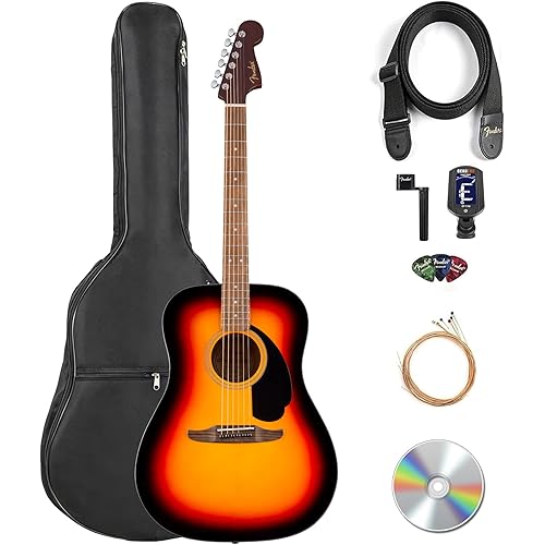 Fender California Standard Redondo Acoustic Guitar - Sunburst Bundle with Gig Bag, Tuner, Strap, Strings, String Winder, Picks, and Austin Bazaar Instructional DVD