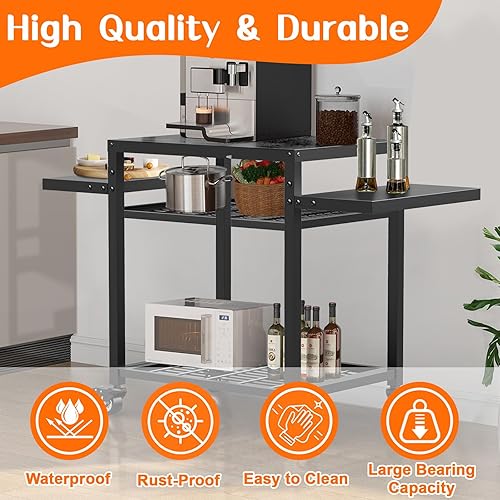 Miniatura 4 de Mesa de parrilla para exteriores, carrito de parrilla móvil para parrilla Blackstone, soporte para horno de pizza para Onni, mesa de preparación de