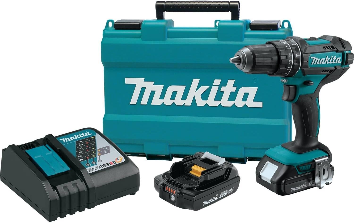 Makita XPH10R 18V Compact Lithium-Ion Cordless Hammer Driver-Drill Kit (2 Amp), 1/2"