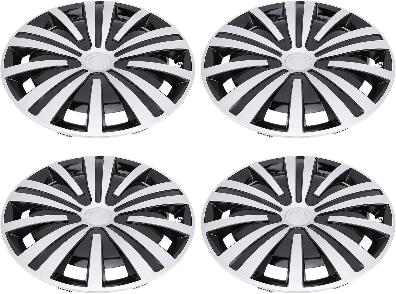 – 16in Wheel Hub Caps, 4PCS ABS R16 Wheel Rim Covers with Full Edge Coverage, Car Hubcaps Replacement for Altima Escape, Car Accessories Exterior (Silver Black)