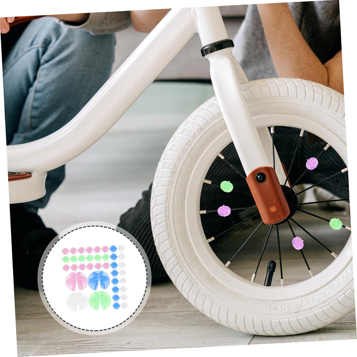 2 Packs Bike Wheel Spoke Beads Plastic Decorations for Bikes Easy Spoke Clips with Dark Effect Non-Fading