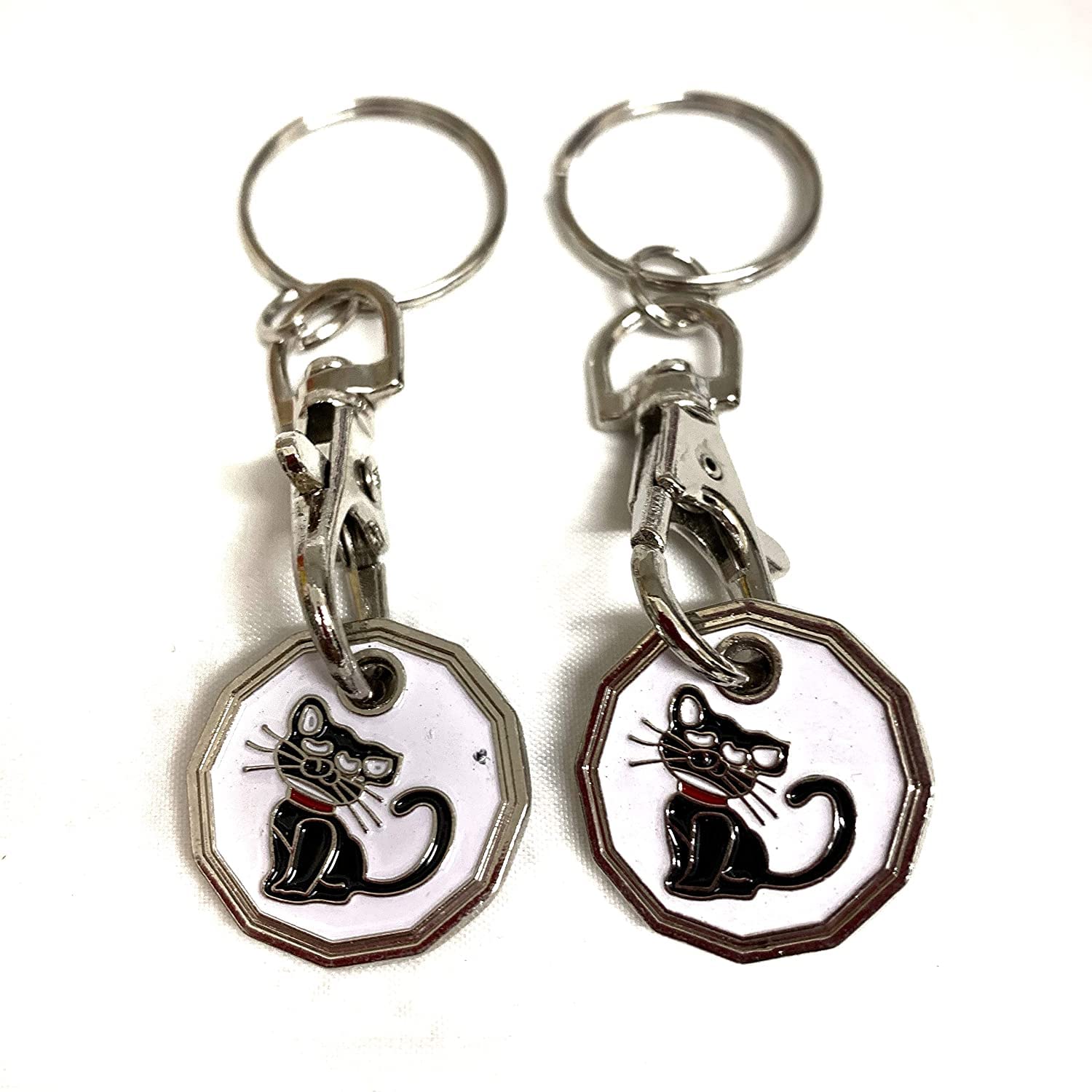 Shopping Trolley Token Key Ring £1 Shape Coin Tokens Shop Basket Release Locker Gym Supermarket Trollies Handy Coins (2 x Black Cat)