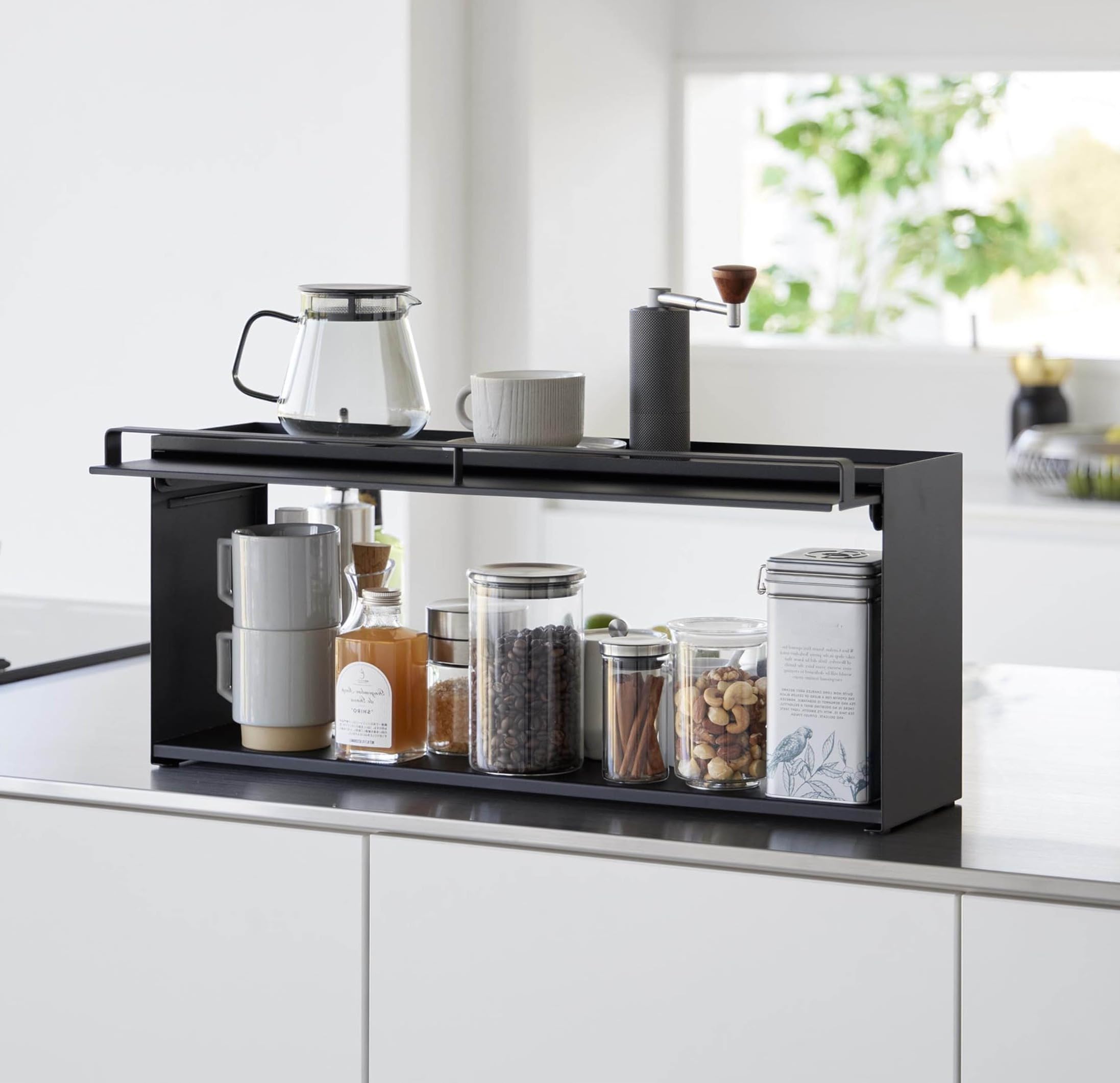 Amazon｜完成品】 前が開く キッチン カウンター上 収納ラック D15