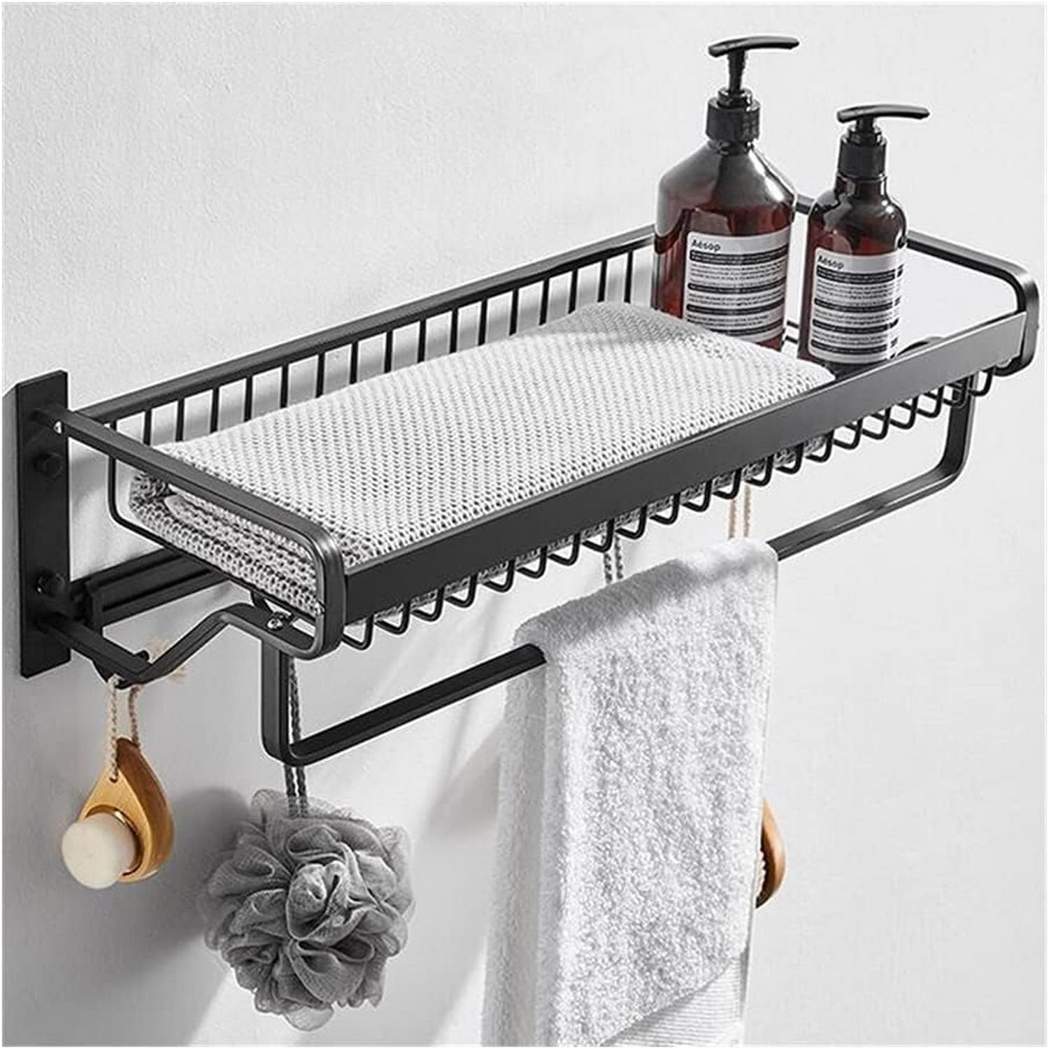 Porte-serviettes mural sans clous étagère de rangement salle de bain