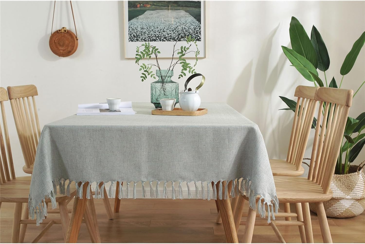 Solid Color Tassel Rectangular Tablecloth Household Tablecloth Home Tablecloth Coffee Table Cloth Dustproof Tablecloth,D,60 * 60cm