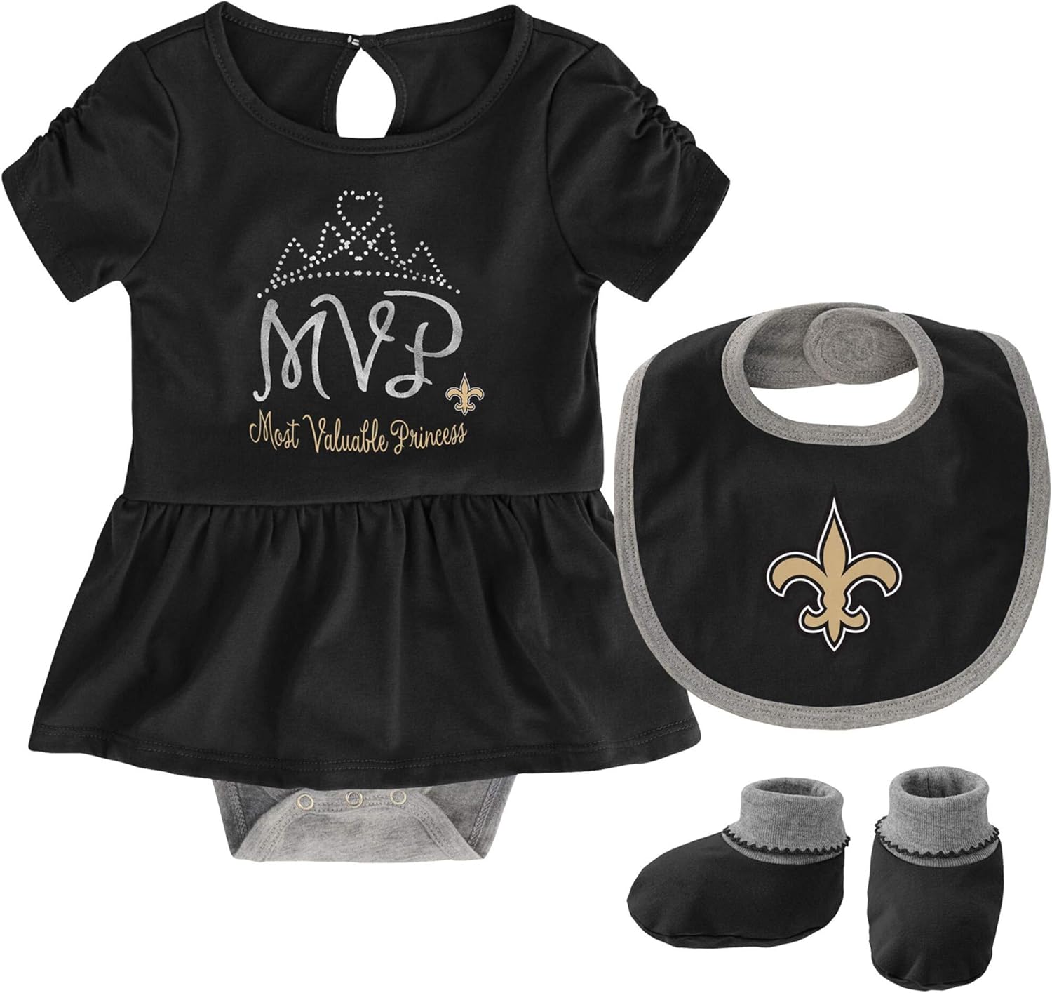 Outerstuff NFL Girls Newborn Infants MVP 3 Piece Creeper, Bib and Booty Bodysuit Set: Clothing