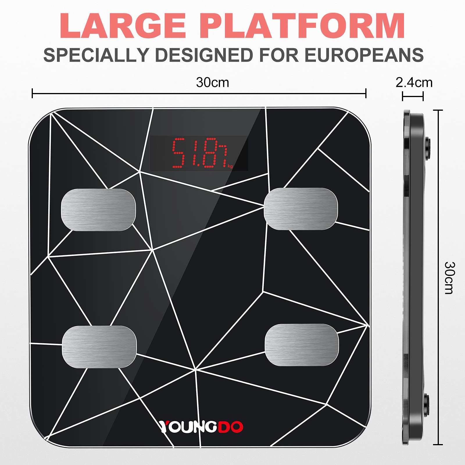YOUNGDO Scales for Body Weight 30 * 30cm BMI Body Composition Analyzer