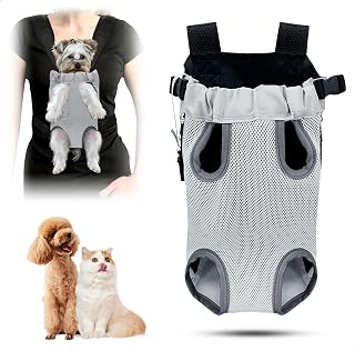 Tragetasche Hund,Hundetragetasche,Hundetasche,Hundetrage,Atmungsaktiv Hundetragetuch,Verstellbar Katzentasche,Hunderucksack Rucksack Hund Bis 3kg für Radfahren,Wandern,Camping(Grau,M)