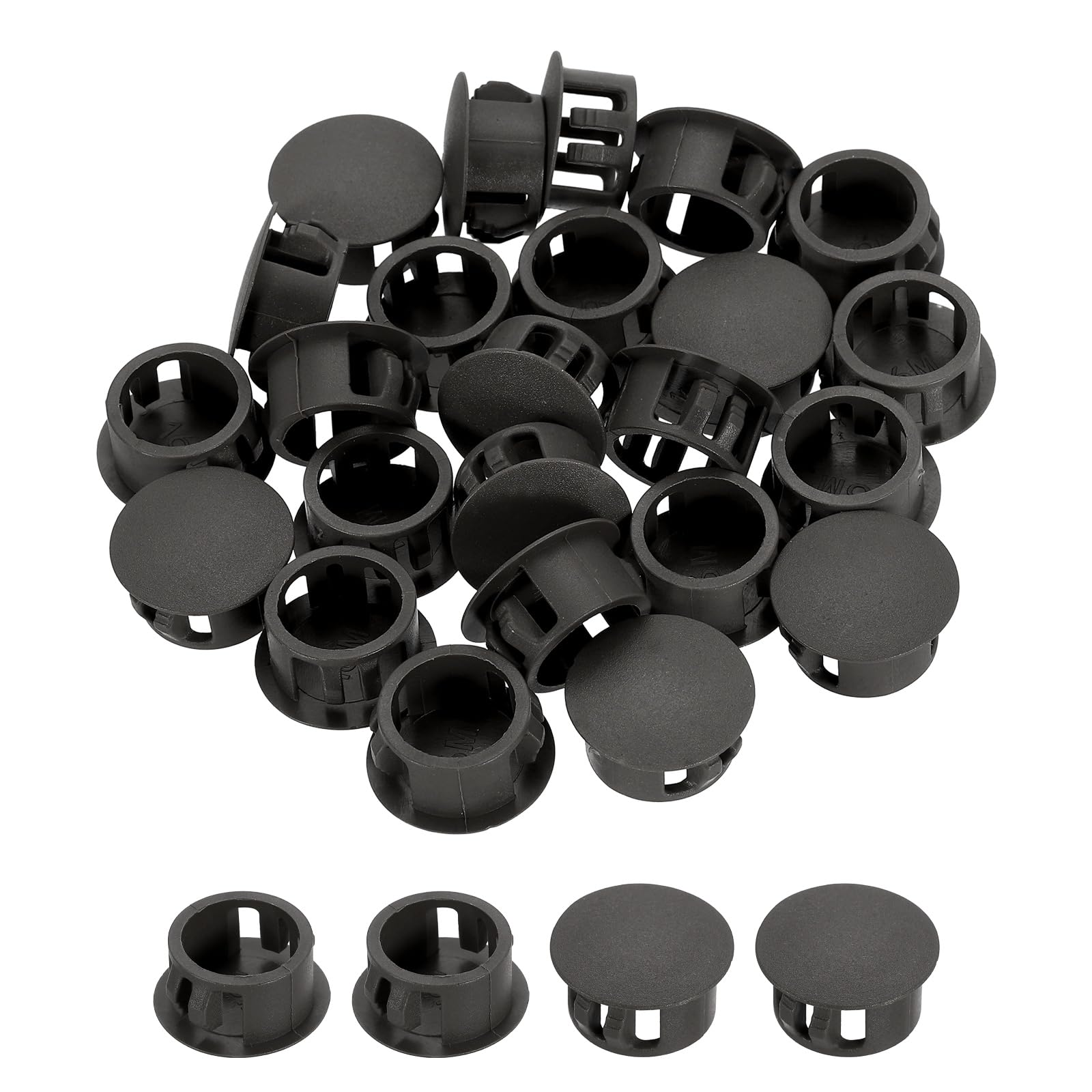 sourcing map Hole Plugs 100pcs 16mm(5/8-Inch) Plastic Plugs for Round Holes Flush Type for Furniture Cabinets Machines Hardware Fencing Post Pipe, Light Black