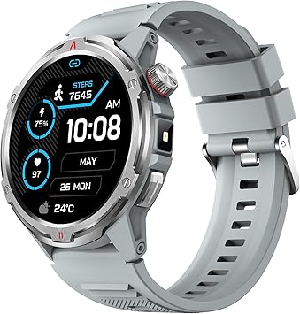 AOLON Smart Watch for Men Answer/Make Call with 1.43 AMOLED Display, IP68 Waterproof, 30+ Days Battery Life with100+Sport Modes Fitness Watch, Compass, Heart Rate, SPO2 & Sleep MonitorSilver