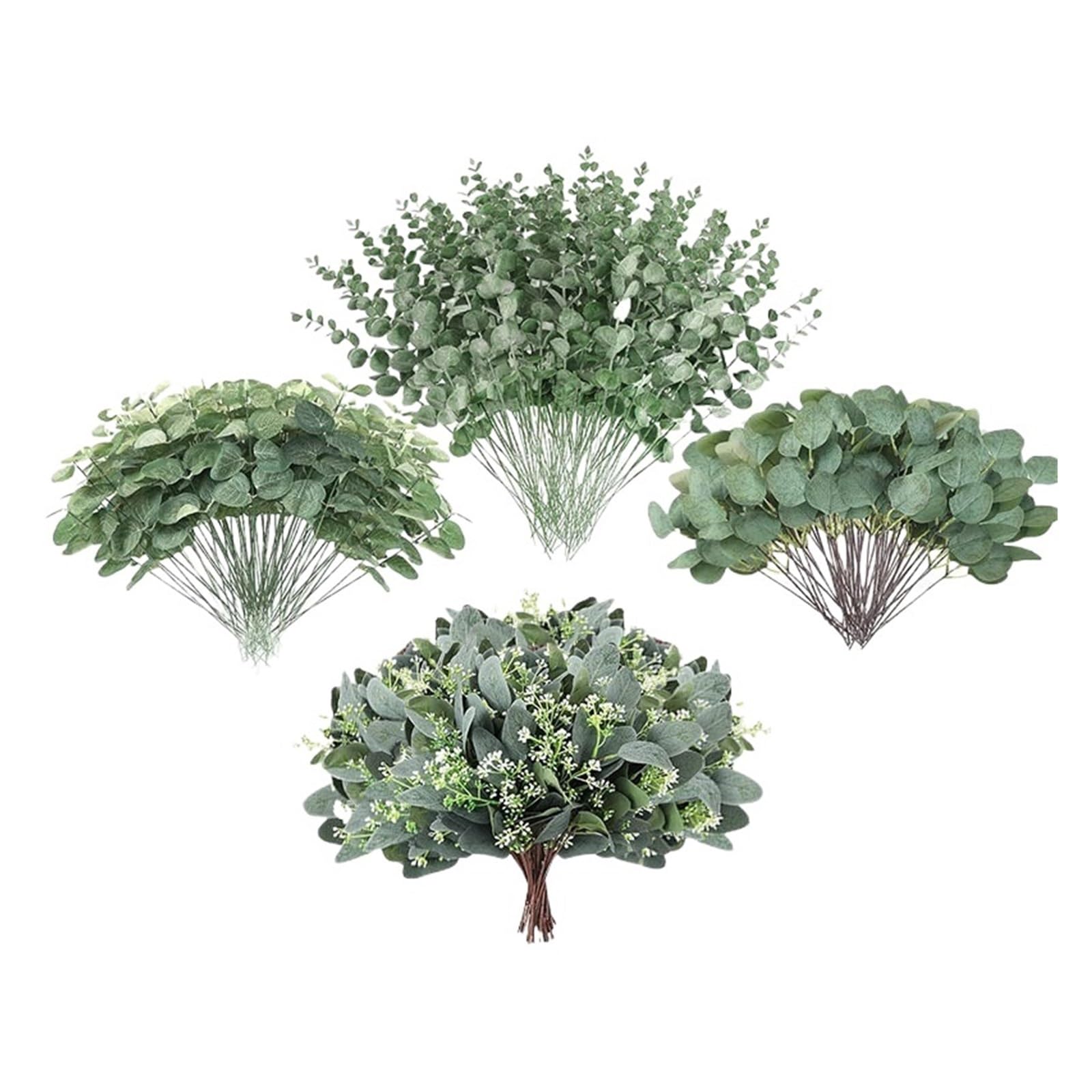 YGLEEULI Artificial Foliage Stems 100 Pcs Artificial Eucalyptus Stems Fake Greenery Leaves Faux Plant for Floral Arrangement Green Decor(100 PCS Sets3)