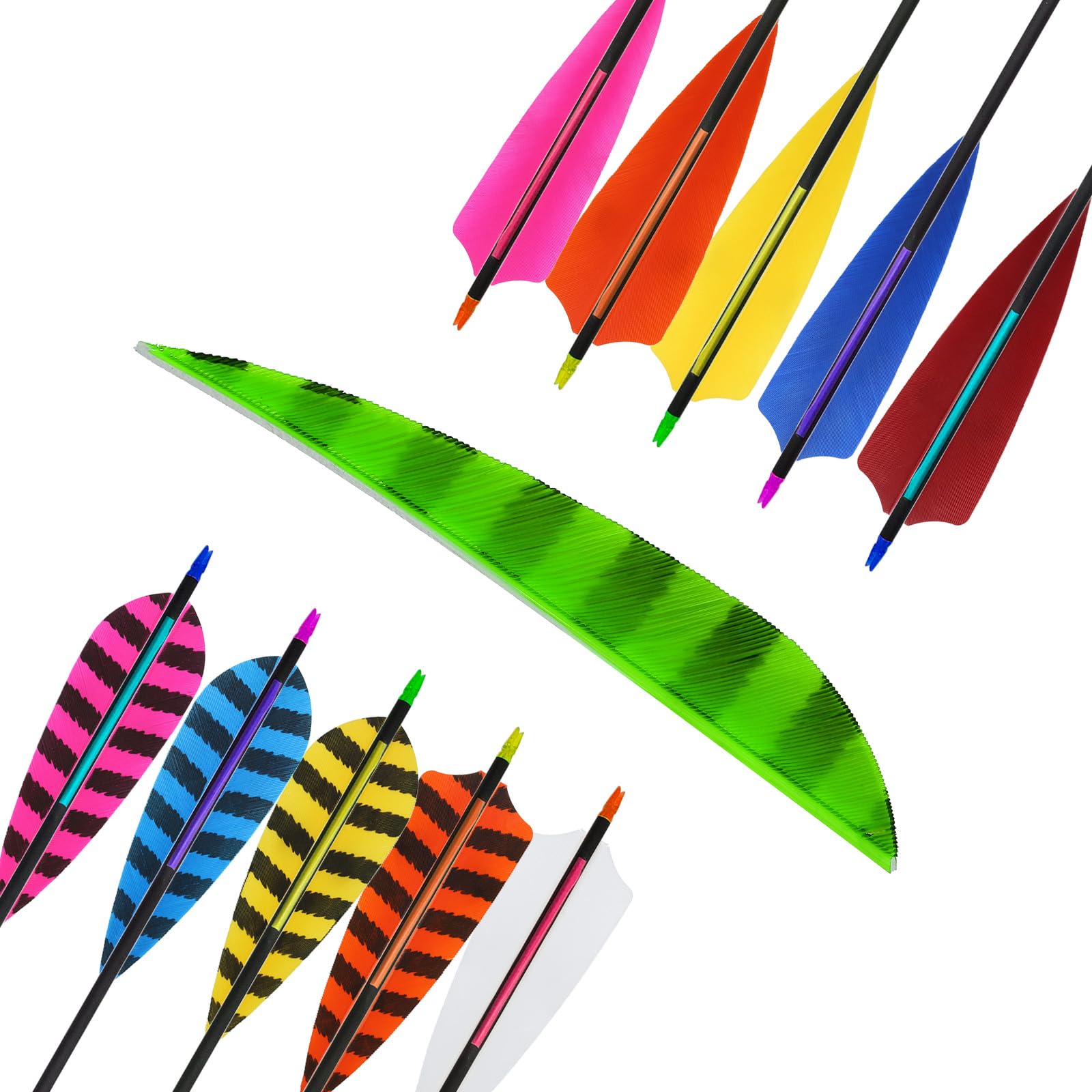 QUARKZMAN Confezione da 50 Penne per Frecce 4" DIY Tiro Verde Fluorescente