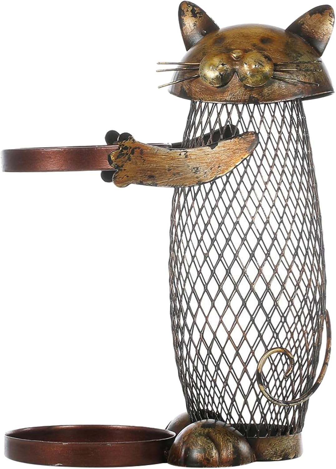 Operitacx Iron Cat-Shaped Wine Bottle Rack Tabletop Wine Display Stand Storage Organizer Decorative Home Bar Holder