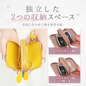 Amazon | [YuHaru] レディース スマートキーケース 本革 2ルーム 車