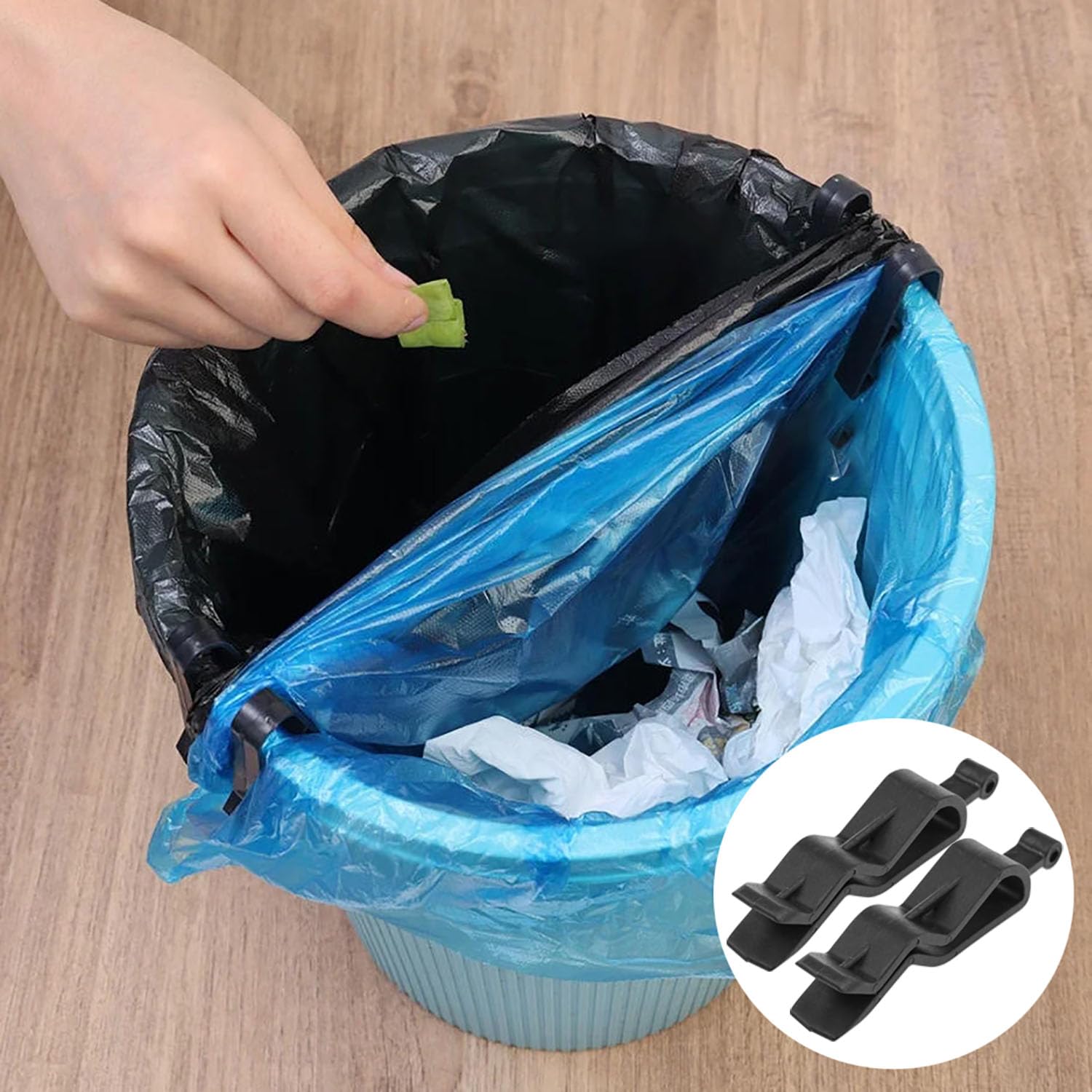 10 PCS Black Trash Can Clip Special Garbage Bag Fixing Clip