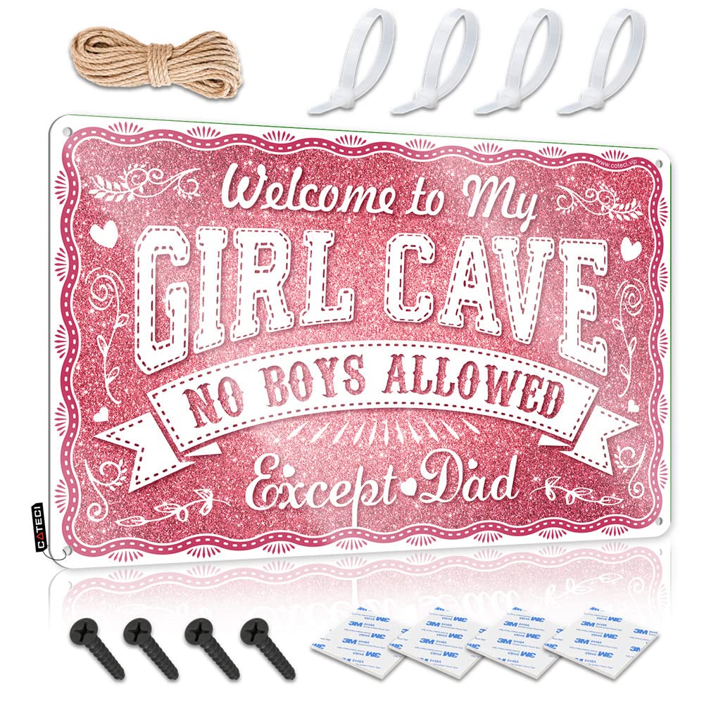 Retro Wall Art Tinsign Wall Decor | No Boys Allowed For Girls Quality For Mancave Home(20X30CM)