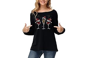 Women Mardi Gras Wine Glass Santa Hat Sweatshirt Tops