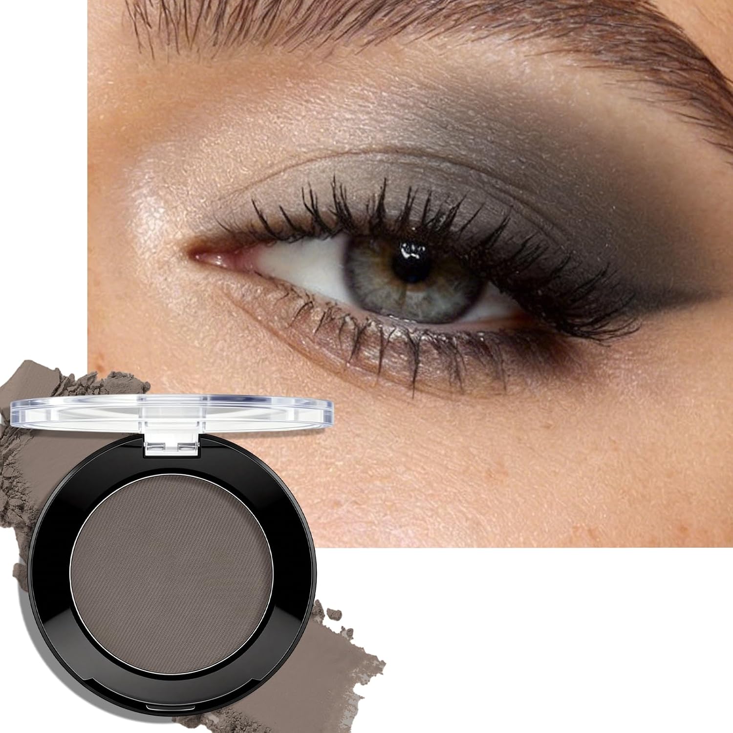 Cool Ash Grey Matte Eyeshadow Palette, Mini Monochrome Eye Shadow for Older Women, Pigmented Smoky Eyeshadow Powder Compact sombras para ojos, Naturing-Looking Smooth Blendable Color