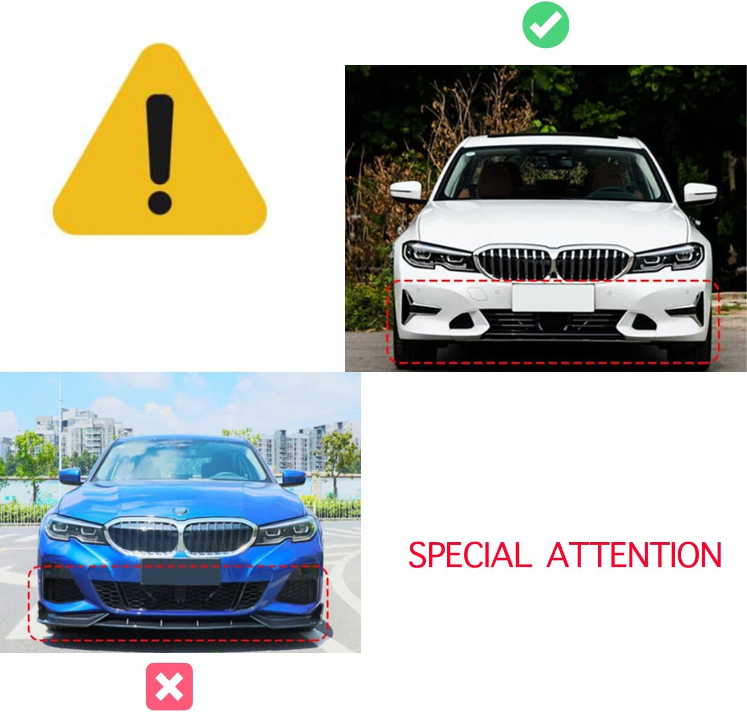 Front Bumper Lip Splitter Non M Sport Compatible with BMW 3 Series G20 G21 320i 325i 2019 2020 2021 2022 Car Chin Spoiler (Gloss Black)