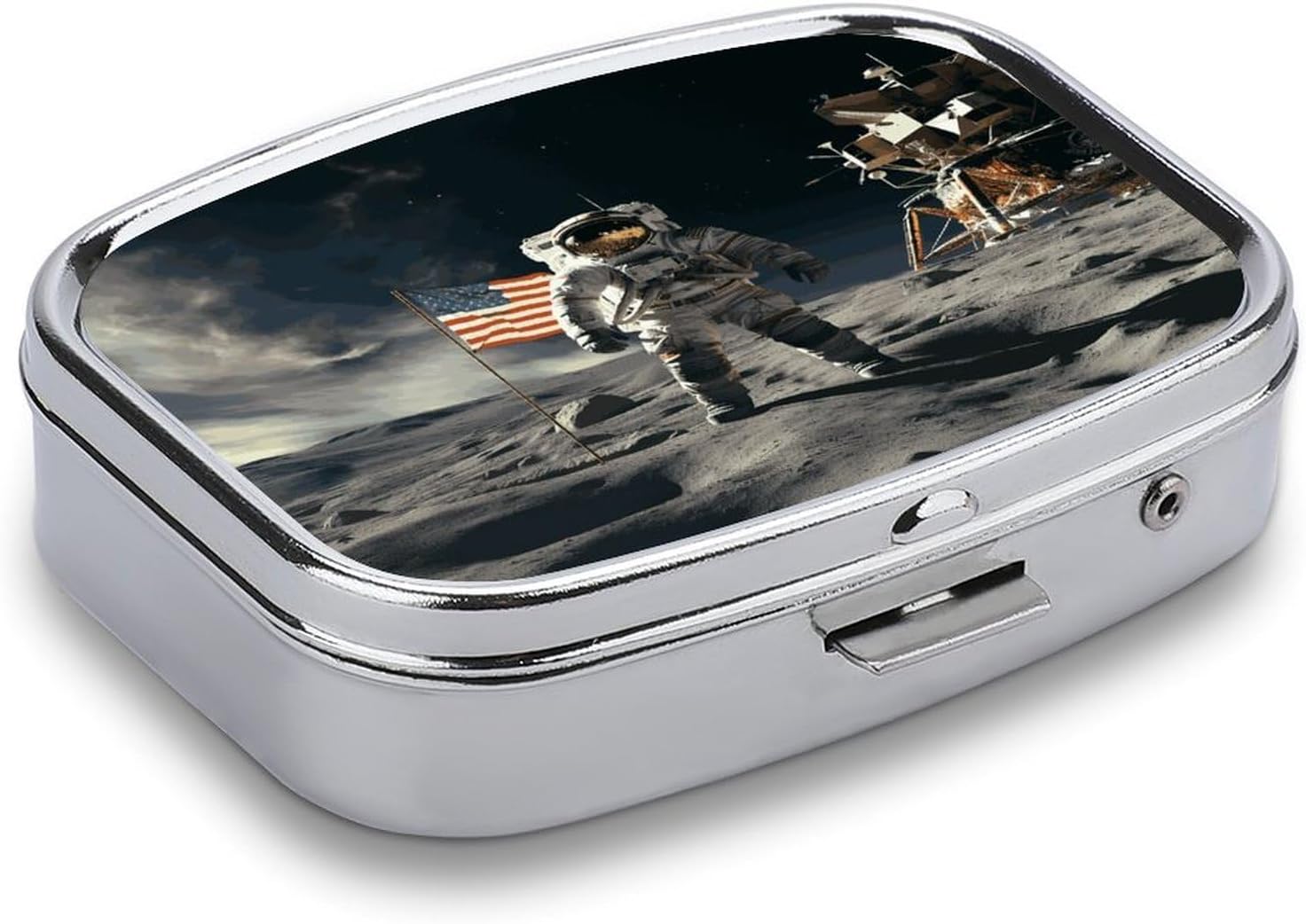 Astronaut Landing on The Moon Travel Pill Organizer Pill Case image 3