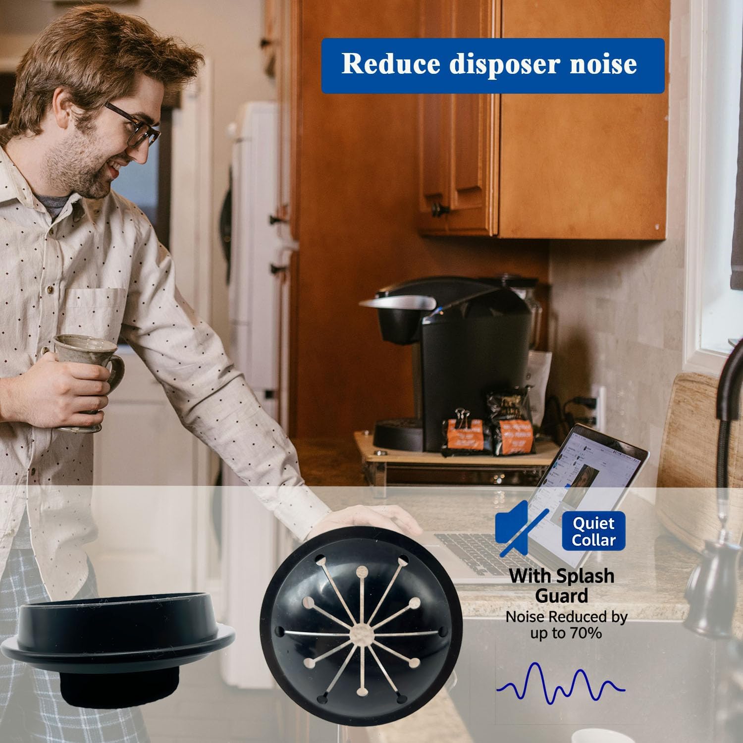 3-1/8 Inch Garbage Disposal Splash Guard and Sink Stopper, Universal Rubber Stopper Fits Waste King, Whirlaway, Sinkmaster, GE Models (1+1)