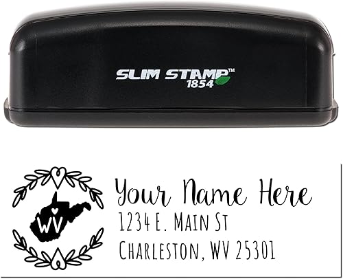 Miniatura 56 de State Love - Sello de dirección autoentintado para Texas, caja rosa, púrpura o negra, impresiones limpias y nítidas, diseño rectangular, tamaño 7/8