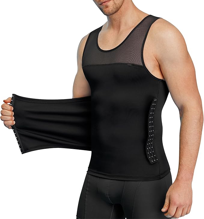 Men's gynecomastia compression vest for chest flattening support