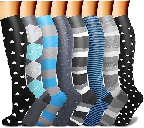 Miniatura 163 de CHARMKING Compression Socks for Women & Men Circulation (8 Pairs) 15-20 mmHg is Best Support for Athletic Running,Cycling