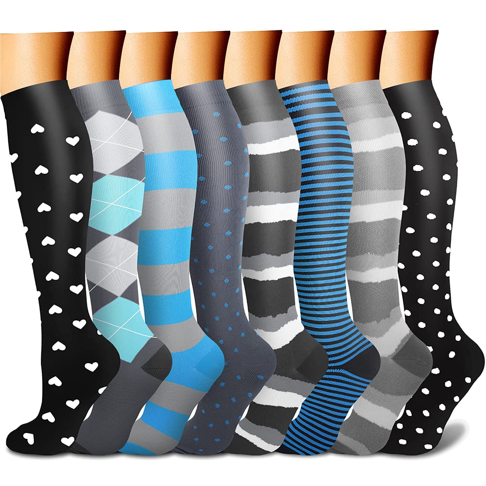 CHARMKING 8-Pair Compression Socks