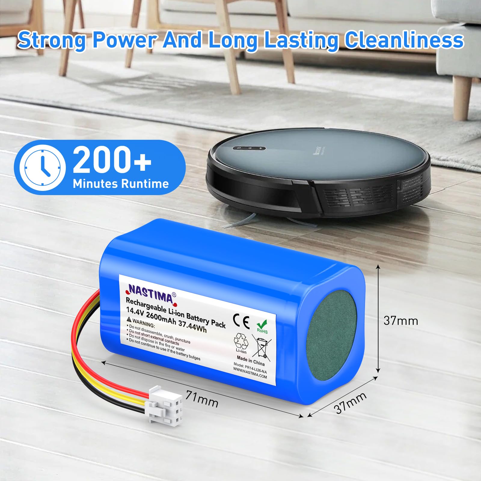 NASTIMA Zastępcza bateria 14,4 V 2600 mAh do Proscenic 800T 820T 820S, bateria litowo-jonowa do serii odkurzaczy PR-800T PR-820T