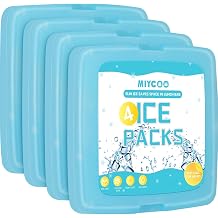 MIYCOO Ice Packs for Lunch Boxes & Coolers Long Lasting, Reusable | Quick Freeze, Space Saving Design, Cooler Accessories for Beach Camping Fishing Lunch Picnic