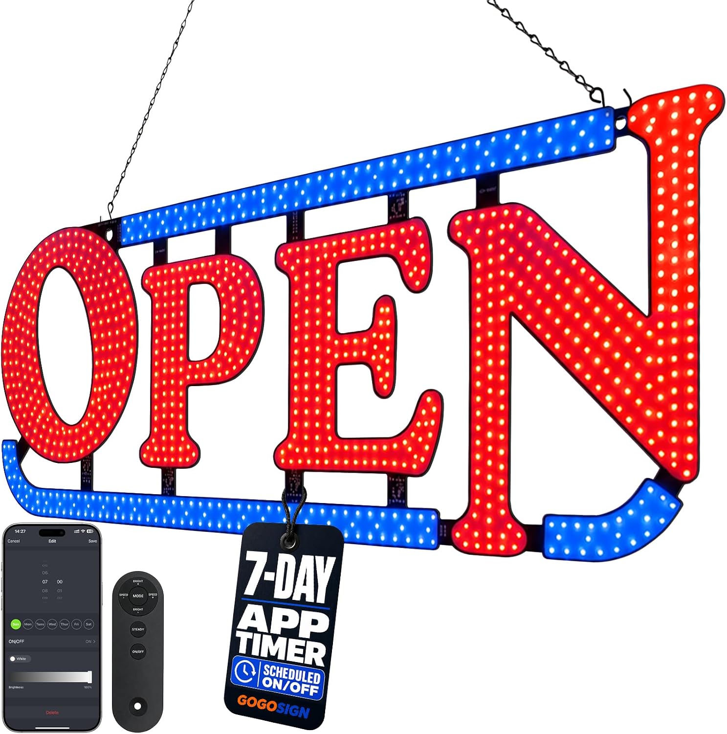 Amazon.com : Bright LED Open Sign for Business With Remote Control And ...