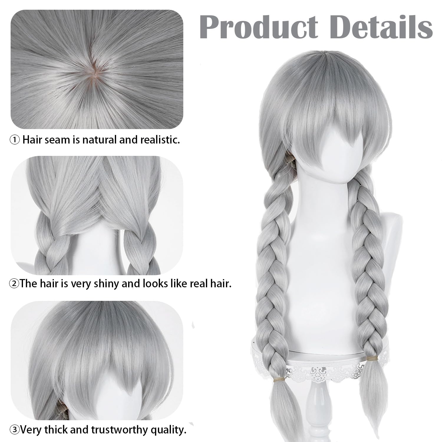 LABEAUTÉ Unsex Cosplay Wig for Men Woman for Short Straight Cosplay Wig with Bangs for Anime Heat Resistant Hair for Party and Halloween (gray)