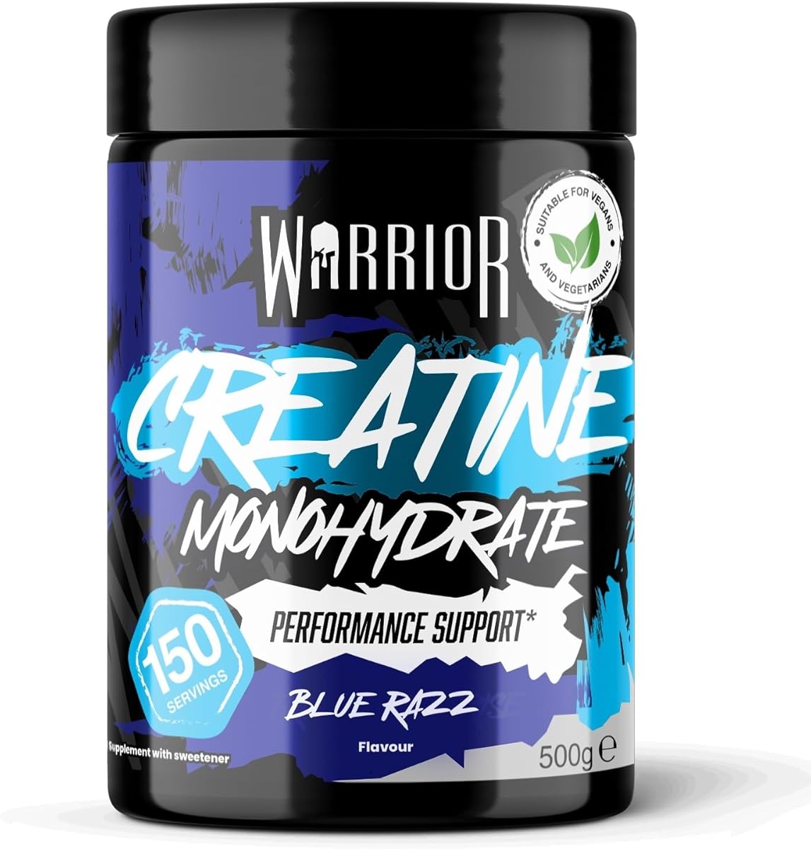 Warrior Flavoured Creatine Monohydrate Powder 500g (150 Servings) – Creatine Powder Drink, Creatine for Performance, Strength & Recovery (Not Creatine Gummies or Tablets) – Blue Razz