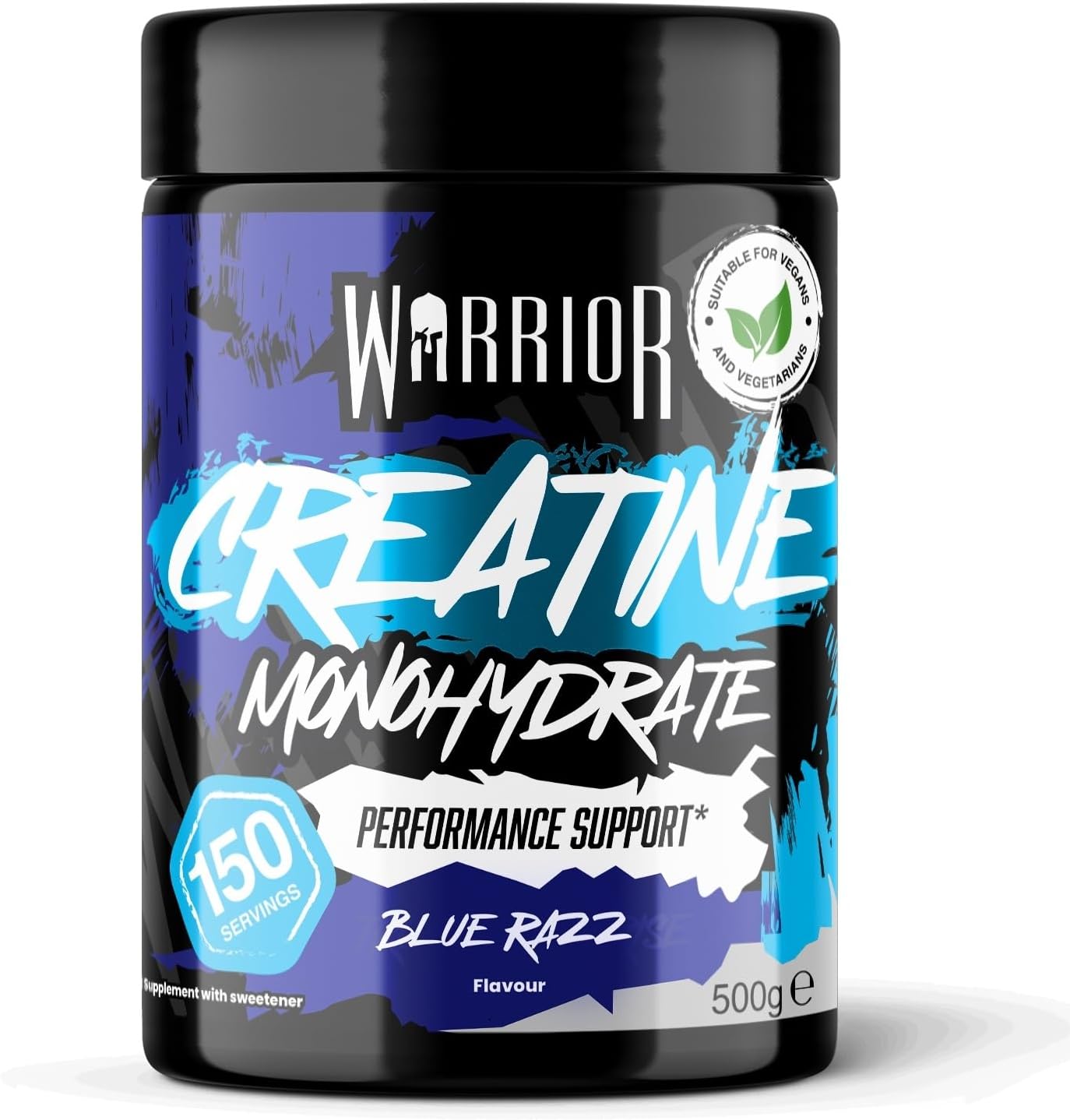 Warrior Creatine Monohydrate Powder 500g (150 Servings) – Pure Micronised Creatine Powder Supplement for Men & Women, Pre & Post Workout Strength, Muscle Growth & Recovery, Vegan – Blue Razz