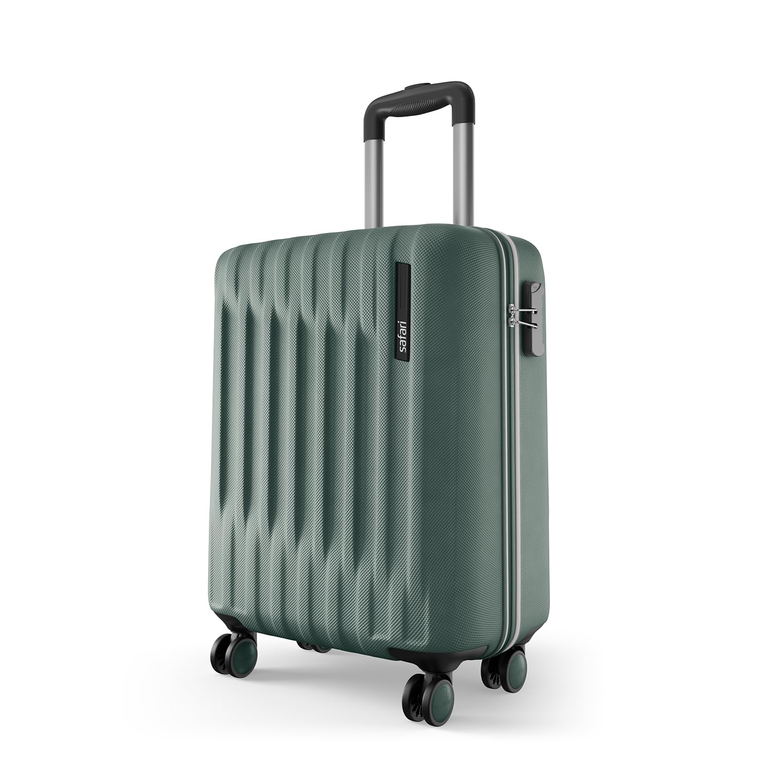 Safari Cabin Ray Neo 8 Wheels 55cm Trolley Bag, Hard Case Polycarbonate, Carry On 360 Degree Wheeling Luggage for Men & Women, Travel Bag, Suitcase for Travel, Trolley Bags for Travel, Sage Green