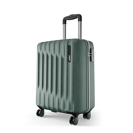 Safari Cabin Ray Neo 8 Wheels 55cm Trolley Bag, Hard Case Polycarbonate, Carry On 360 Degree Wheeling Luggage for Men & Women, Travel Bag, Suitcase for Travel, Trolley Bags for Travel, Sage Green
