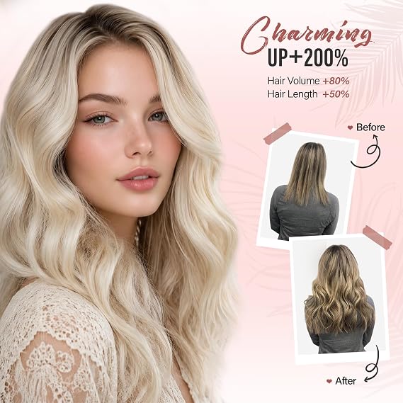 Clip in Hair Extensions, 14 Inch Wavy Synthetic Hair Extensions Clip ins | Clip on Hair Extensions for Women and Girls, Perfect for Daily Casual Wear, Date Night, Wedding, Photoshoot, Travel