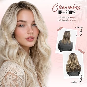 Clip in Hair Extensions, 14 Inch Wavy Synthetic Hair Extensions Clip ins | Clip on Hair Extensions for Women and Girls, Perfect for Daily Casual Wear, Date Night, Wedding, Photoshoot, Travel