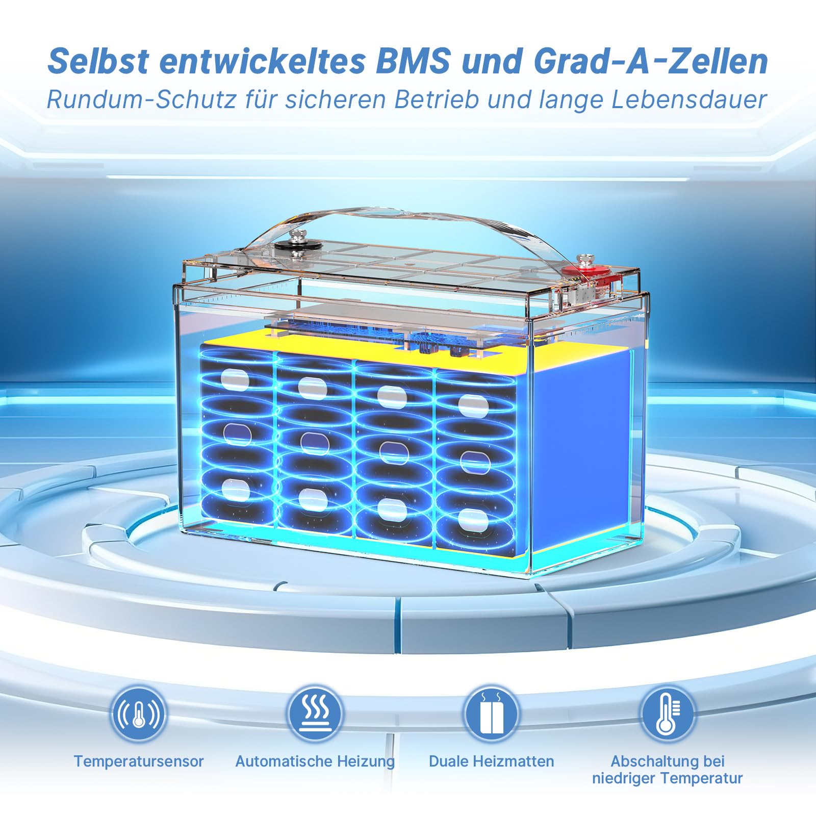 Redodo 2024 Verbesserte selbstheizende 12V 100Ah LiFePO4-Batterie, integriertes 100A BMS mit Heizung, unterstützt niedrigen Temperaturen (-4℉/-20℃) Laden, 4000+ Tiefe Zyklen, perfekt für Wohnmobile