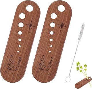 2Pcs Wooden Vegetable Leaf Separator, Pottery Herb Stripper Tool Supplies, Fun Kitchen Gadgets, Exquisite Herb Stripper Bowl Gifts Accessories for The Kitchen Suitable for Home Use & Chefs Herbalist