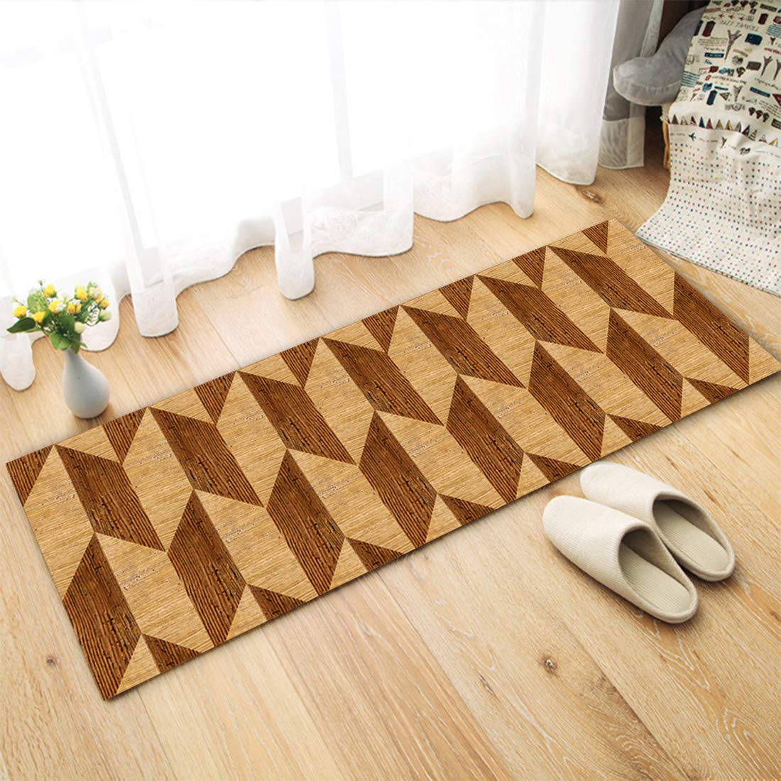 Status Polypropylene Digital Printed Carpet Runners in Kitchen Home Bedside Living Office Restaurant Entrance Area Anti Slip Floor Mat (55x140 cm) or (22x55inch) (Multi Color #141)
