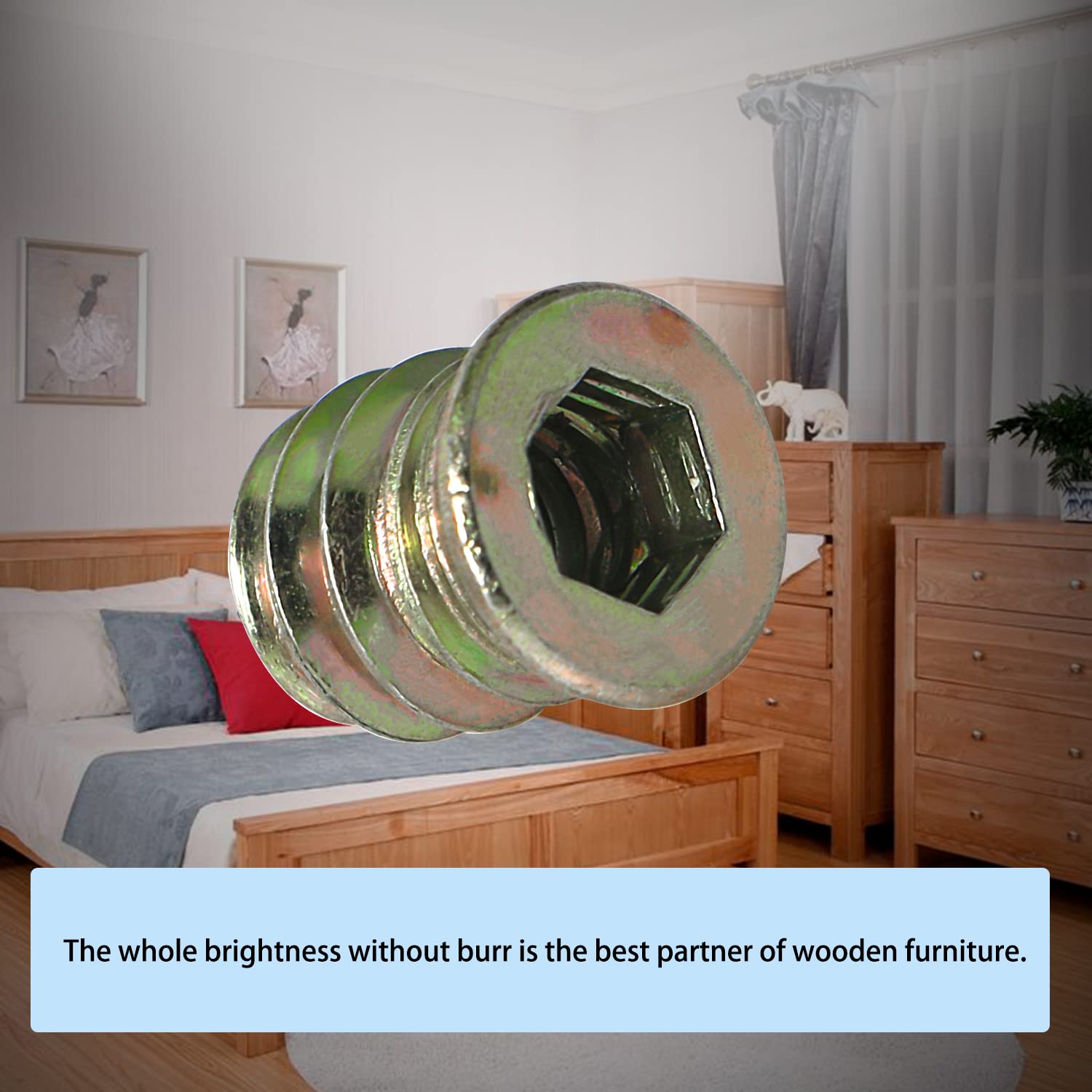 Aopin Threaded Inserts Nut Threaded Fastener Connector Hex Drive Threaded for Wood Furniture Male Female Thread, 1/4-20 x 13mm, 30Pcs