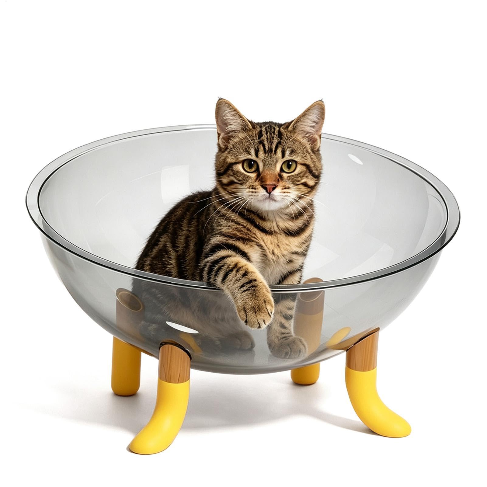 Pet Beds for Cats Bowl Shape Spaceship Type Transparent Sleeping House
