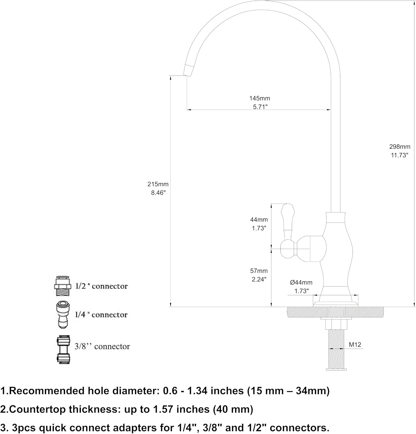 Stainless Steel Water Filter Faucet Delle Rosa Commercial Water Filtration Faucet for Under Sink Water Filter System Modern Brushed Nickel Kitchen Bar Sink Drinking Water Faucet,Non-Air Gap RO Faucets image 4